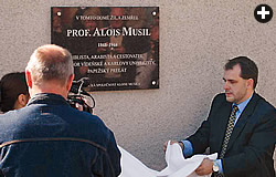 The Academic Society of Alois Musil was established in 2008, and in April of this year, a plaque was erected (top) on the house in Otryby, near Prague, where Musil spent his last days in 1944. 