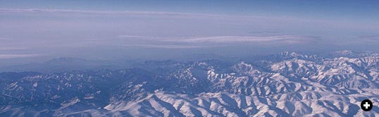 An aerial view of the Heavenly Mountains near Ürumqi.
