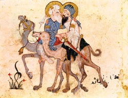 Two of The Maqamat’s characters, al-Harith and the narrator and traveler Abu Zayd, bid each other fare- well before the pilgrimage.