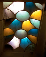 Colored glass set in a hammam’s vaulted ceiling.