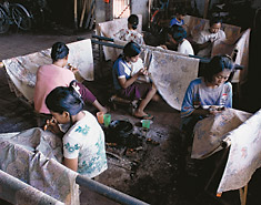 The Oey Soe Tjoen workshop in Pekalongan is home to some of the finest batik tulis artisans in Indonesia; each sarong takes as long as six to nine months to complete.