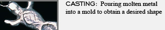 CASTING: Pouring molten metal into a mold to obtain a desired shape