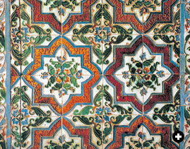 The tilework below decorates the Sala de las Dos Hermanas, or Hall of the Two Sisters, in the Alhambra. 