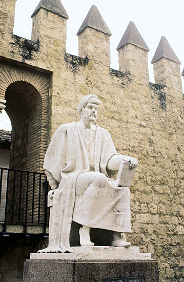 Ibn Rushd, or Averro&euml;s, one of the great intellects of the 12th century, is honored by a statue in his home town, C&oacute;rdoba. 