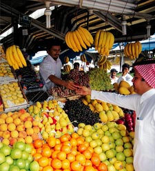 Produce in Saudi Arabia, as in much of the world, is both domestic and imported. Bananas may come from Lebanon, mangoes from India, apples from the United States and tangerines from Morocco — all on sale next to Saudi melons, carrots and cucumbers.