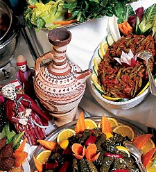 Waraq ‘unab, or grape leaves wrapped around a variety of stuff-ings, are as popular in Saudi Arabia as they are throughout the eastern Mediterranean and Middle East.