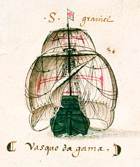 Vasco da Gama’s ship, under full sail and with a following wind, was illustrated in the Libro das Armadas in 1497.