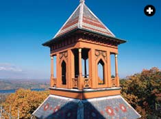Olana's bright red cupola offers another view of the Hudson. The years before and after his Middle Eastern travels marked the pinnacle of Church's fame. In later years, his desire for travel waned — "with the exception of Syria," he wrote. He died in 1900. 
