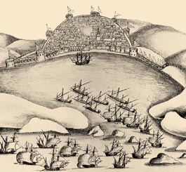 The earliest known depiction of Jiddah shows the unsuccessful Portuguese raid of 1517. They never reached Jiddah again. 