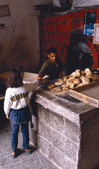 A juice vendor and a bakery. 