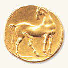 A Carthaginian gold coin, struck in about 260 BC, depicts a Barb of the Numidian cavalry, which fought both for and against Carthage in its long struggle with Rome.
