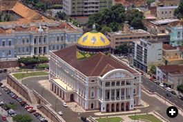 The Teatro Amazonas, built in 1896 during the city’s heyday, stands at the center of Manaus.