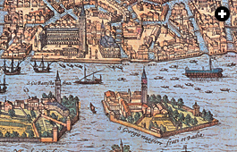 A detail from a 16th-century view of Venice shows the arrival of both lateen- and square-rigged ships.
