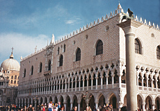 The Doge’s Palace incorporates such Islamic motifs as the decorative merlons atop its façade.