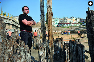 Standing among piers of what was for nearly 900 years a hub of international shipping, Ufuk Kocabaş is field director of the nautical arche- ology team from Istanbul University.