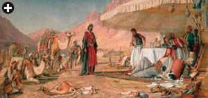 “A Frank Encampment in the Desert of Mount Sinai,” was painted in 1856 by English painter John Frederick Lewis, who lived in Cairo from 1841 to 1850.