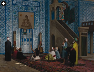 Jean-Léon Gérôme has often been accused of voyeurism, too, which restricts the modern popularity of his work: “Rustem Pasha Mosque” is more accurate architecturally than in its casual depiction of Islam.