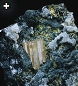phosgenite (the large transparent crystal), in a matrix of galena