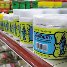 Most asafoetida on grocery shelves is a powdered compound with added gum arabic, flours and turmeric. 