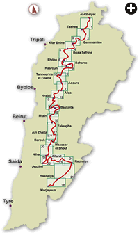 Map of Lebanon Mountail Trail