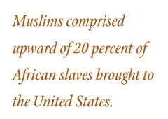 Muslims comprised upward of 20 percent of African slaves brought to the United States.