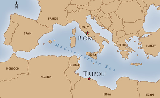 map showing Tripoli