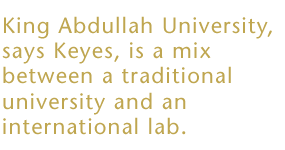 KAUST, says Keyes, is a mix between a traditional university and an international lab.