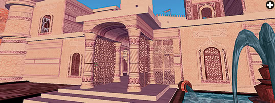 The entrance of the caliph’s palace. Since 2007, some 18 people have contributed virtual construction to the community.