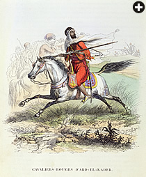 n a colored engraving, dated to the early 1840’s and titled “The Red Cavalry of Abd el-Kader,” a French artist’s style hints at the admiration Abd el-Kader quickly earned from his foe.