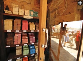 Soaps in brightly colored wrappers light up the Sabunna soap shop in Sidon.