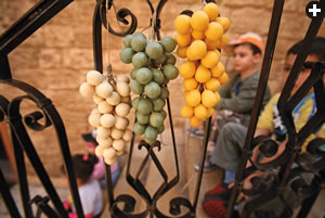 Schoolchildren on a visit to the Musée du Savon see some of Sharkass’s carefully crafted soaps sculpted as grapes. 