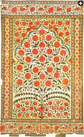 A printed, painted and dyed cotton tent-hanging from the Mughal Dynasty almost brings nature inside. It dates to the early 18th century