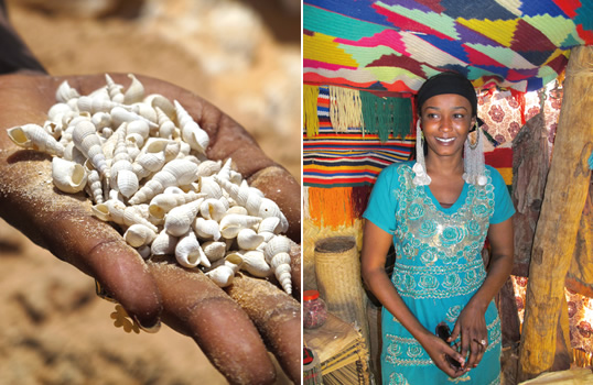 Holding shells, souvenirs of the African Humid Period from 11,000 to 5000 years ago, Fati Dadi of the office of tourism says she will string them into a necklace.