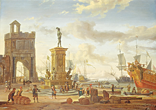 This view of the harbor at Livorno, the main port of Tuscany, was painted a few decades after Fakhr al-Din’s exile. 