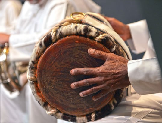 Beats by a tabl bahri (sea drum) player, will invite audience participation through rhythmic hand-clapping. 
