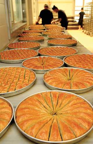 Ready for sale or shipping, each Gaziantep baklava wraps its filling in some 40 layers of filo.