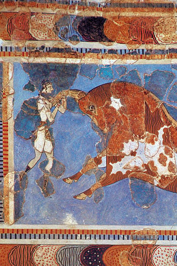 To paint this fresco of a bull-leaper, a Minoan artist of approximately 1500 bc used murex dye in his palette. 