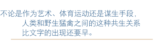 不论是作为艺术、体育运动还是谋生手段，
人类和野生猛禽之间的这种共生关系比文字的出现还要早。