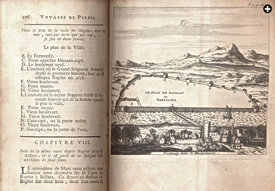 塔威尼尔绘制的 17 世纪沿底格里斯河而建的巴格达类似于庇错戴乐维于 1616 年见到的这座城市。也是在这里，戴乐维遇到了他的&ldquo;巴比伦之爱&rdquo;&mdash;&mdash;他的妻子玛阿尼。</a>